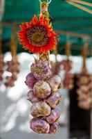 French garlic display in market in south of France, photo