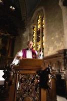 Preaching on a pulpit photo