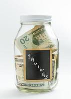 Glass Jar with chalk panel used for savings