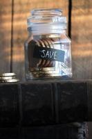 Save idea, gold coins in a glass jar