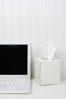 White Desk with White Tissue Box photo