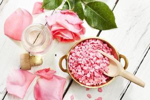 productos de aromaterapia rosa, vista superior foto