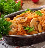 Stewed  cabbage with mushrooms and tomato sauce