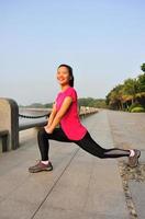 healthy lifestyle beautiful asian woman stretching legs