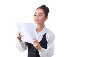 Successful  caucasian businesswoman reading documents