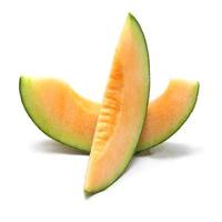 cantaloupe melon slices isolated on white background photo