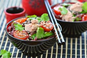 salad from rice noodles with a tuna photo