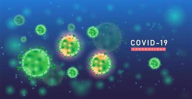 cartel de infección por coronavirus azul y verde vector