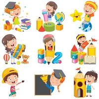 Cartoon Kid Characters Doing Various Activities vector