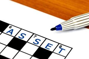 Asset in solving crossword puzzle, close up
