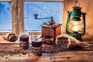 Enjoy your hot coffee in cold day photo