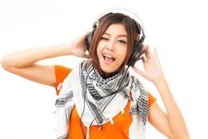 asian woman and headphone