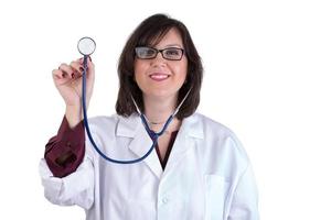 Sympathetic Healthcare Intern with Stethoscope photo