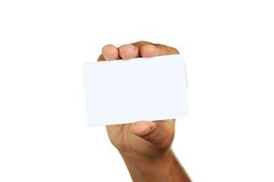 Hand holding a business card photo