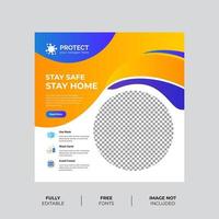 Yellow with Blue Gradient Shapes Virus Prevention Banner  vector