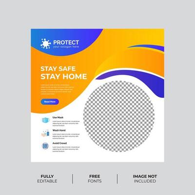 Yellow with Blue Gradient Shapes Virus Prevention Banner 