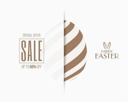 Gold Colored Paper Cut Easter Sale  Banner vector