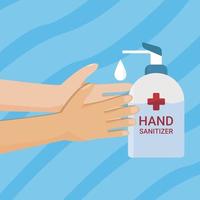 Hands Pumping out Hand Sanitizer vector