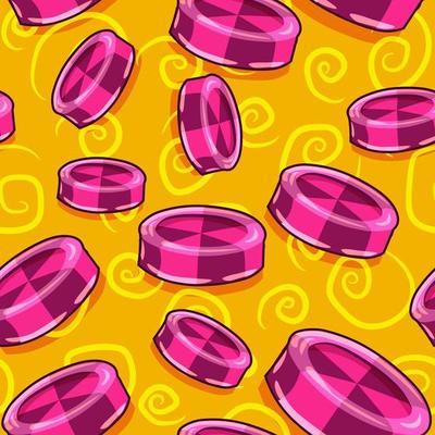 Round hard candies in two colors seamless pattern for Halloween. 