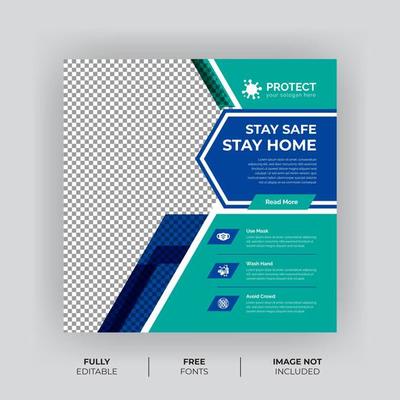 Turquoise Blue Virus Prevention Social Media Banner 
