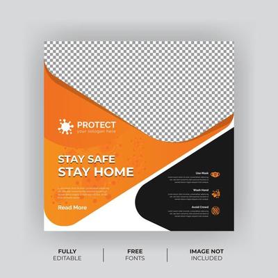Orange and Black Bold Virus Prevention Social Media Banner 