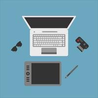 Workspace for Freelance Designer vector