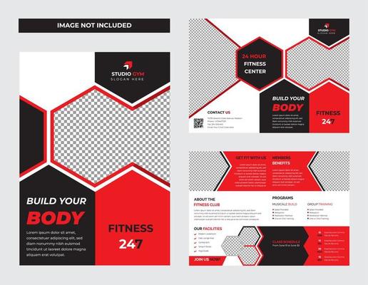 Red and Black Gym Bi-fold Brochure Template