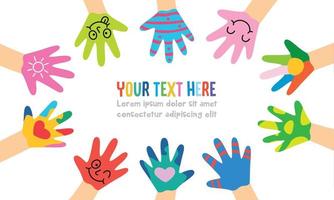 Painted Hands Of Little Children vector