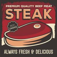 Red Retro Steak Poster vector