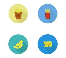 Set of French Fries and Cheese Icons  vector