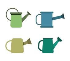 Set of Flat Design Watering Cans vector