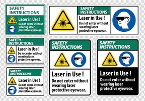 Safety Instructions Laser In Use Warning Sticker Set  vector