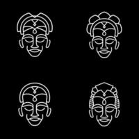 Mono Line Africa Totem Set vector