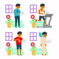 Set of Men Doing Activities at Home vector