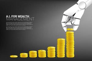 Robot Hand Creating Growth Graph from Stacks of Coins vector