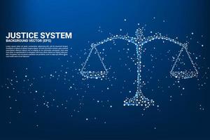 Justice scale in dot and line connection style  vector