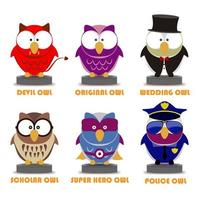 Various Cartoon Owls vector