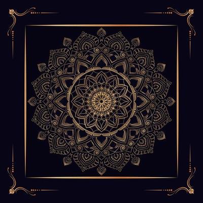 Golden Mandala in Square Frame 