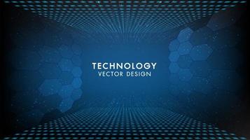 Blue Technology Background with exagon Pattern vector