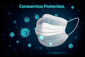 cartel de protección de coronavirus de neón con máscara