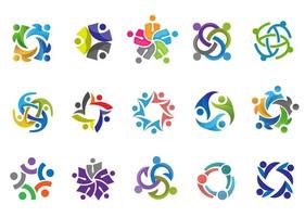 Colorful People and Community Logo Set vector