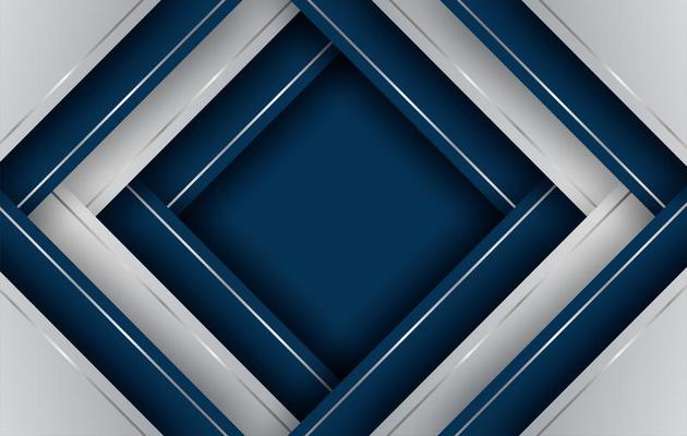 Blue and silver gradient overlapping diamond shapes