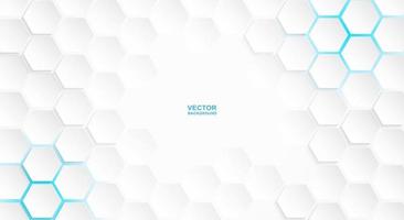 patrón hexagonal blanco con luces azules vector