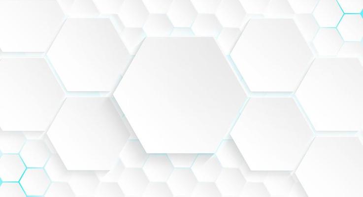 Multiple Hexagons with Blue Light and Shadow