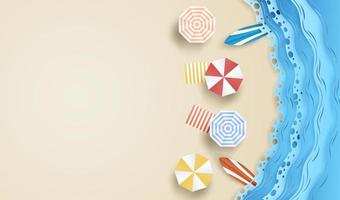 Top View of Beach in Paper Art Style vector