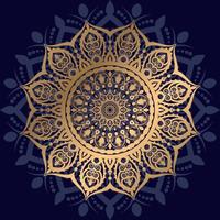 Star Shaped Golden Mandala on Dark Blue vector