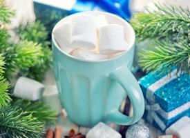 Hot drink with marshmallows photo