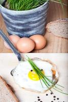 fried egg with spice on silver spatula photo