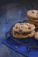 Fresh Baked Chocolate Chip Cookies on a Rustic Cooling Rack photo