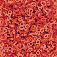 Resumen números caídos rojo-naranja. Fondo de procesamiento 3D
